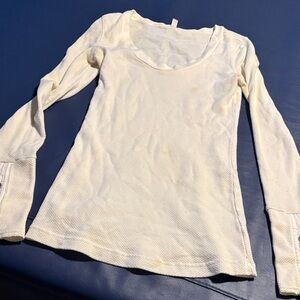 Free People White Textured Top STAINED